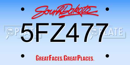 5FZ477 South Dakota License Plate