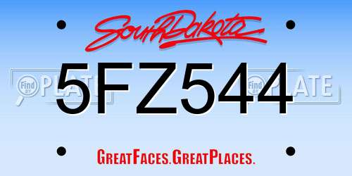 5FZ544 South Dakota License Plate
