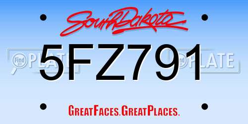 5FZ791 South Dakota License Plate