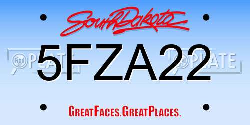 5FZA22 South Dakota License Plate