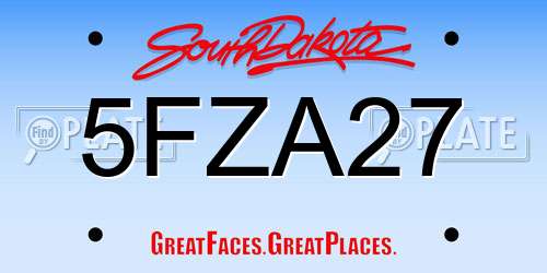5FZA27 South Dakota License Plate