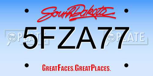 5FZA77 South Dakota License Plate