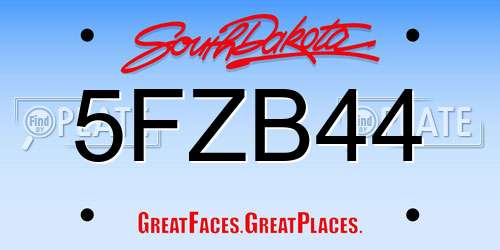 5FZB44 South Dakota License Plate
