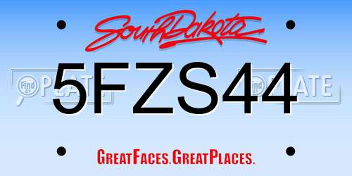 5FZS44 South Dakota License Plate