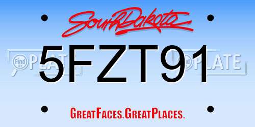 5FZT91 South Dakota License Plate