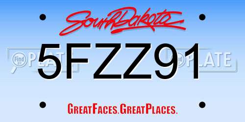 5FZZ91 South Dakota License Plate