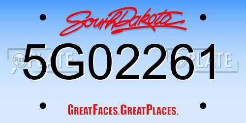 5G02261 South Dakota License Plate