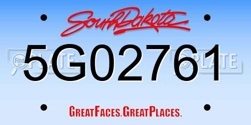 5G02761 South Dakota License Plate