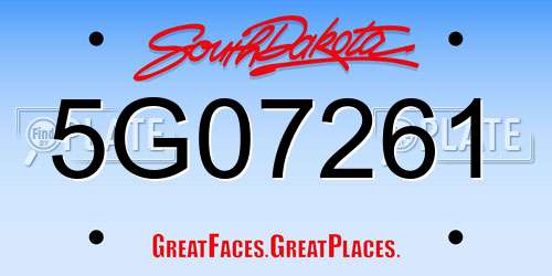 5G07261 South Dakota License Plate
