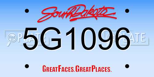 5G1096 South Dakota License Plate