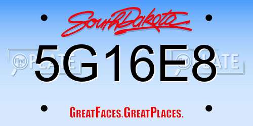 5G16E8 South Dakota License Plate