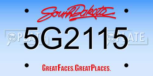5G2115 South Dakota License Plate