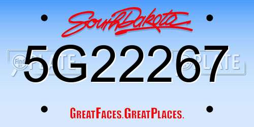 5G22267 South Dakota License Plate