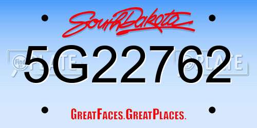 5G22762 South Dakota License Plate