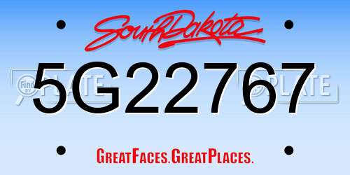 5G22767 South Dakota License Plate