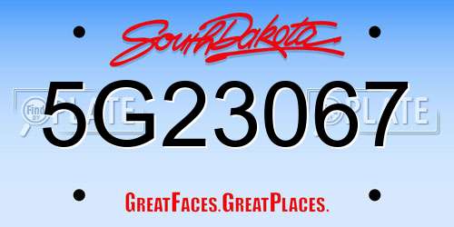 5G23067 South Dakota License Plate