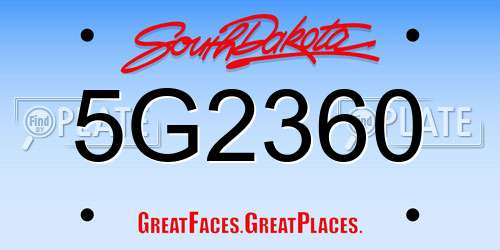 5G2360 South Dakota License Plate