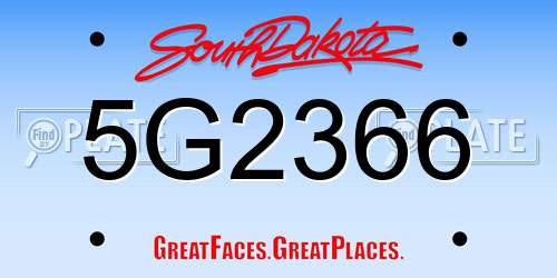 5G2366 South Dakota License Plate