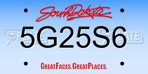 5G25S6 South Dakota License Plate