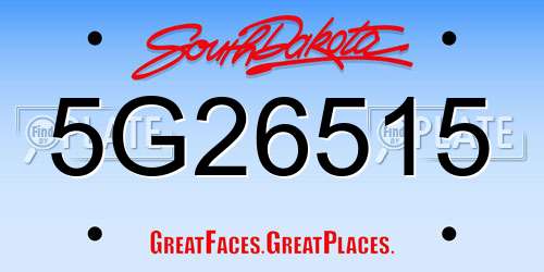 5G26515 South Dakota License Plate