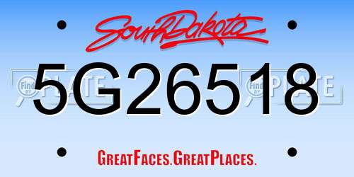 5G26518 South Dakota License Plate