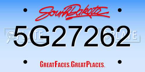 5G27262 South Dakota License Plate