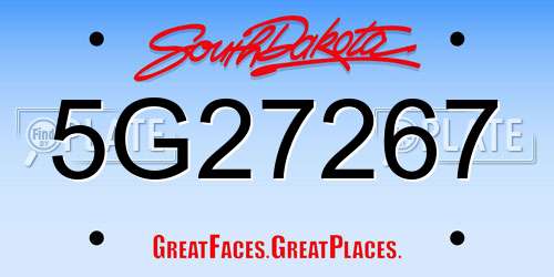5G27267 South Dakota License Plate