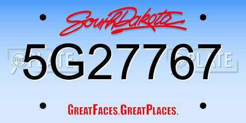 5G27767 South Dakota License Plate