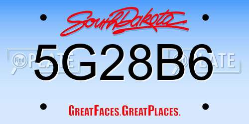 5G28B6 South Dakota License Plate