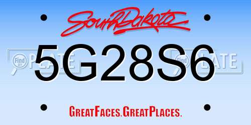 5G28S6 South Dakota License Plate