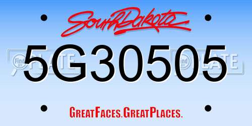 5G30505 South Dakota License Plate