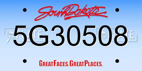 5G30508 South Dakota License Plate
