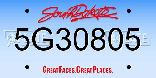 5G30805 South Dakota License Plate