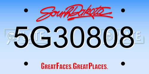 5G30808 South Dakota License Plate