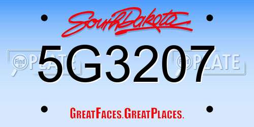 5G3207 South Dakota License Plate