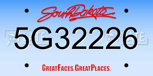 5G32226 South Dakota License Plate