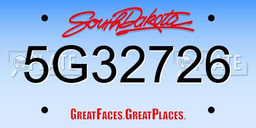 5G32726 South Dakota License Plate