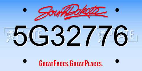 5G32776 South Dakota License Plate