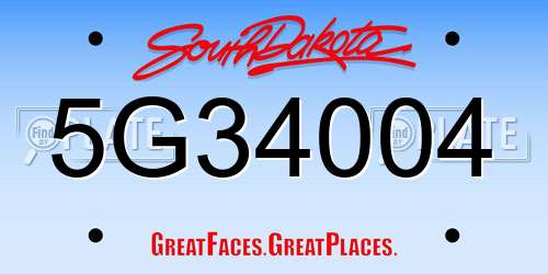 5G34004 South Dakota License Plate