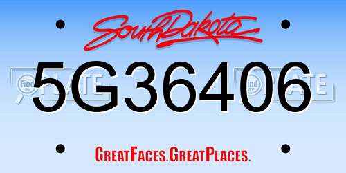 5G36406 South Dakota License Plate