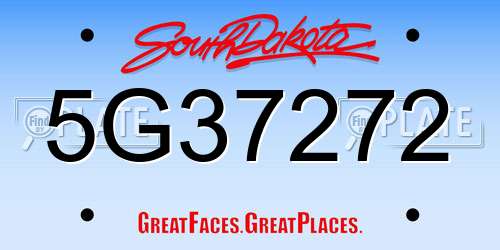 5G37272 South Dakota License Plate