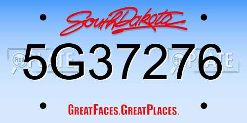5G37276 South Dakota License Plate