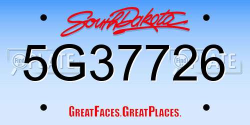 5G37726 South Dakota License Plate