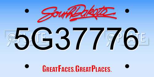 5G37776 South Dakota License Plate