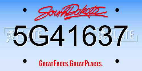 5G41637 South Dakota License Plate