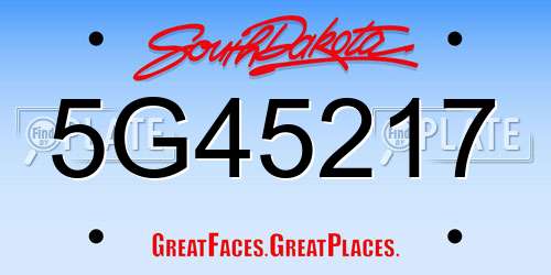 5G45217 South Dakota License Plate