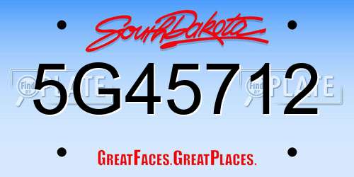5G45712 South Dakota License Plate