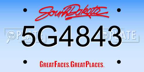 5G4843 South Dakota License Plate