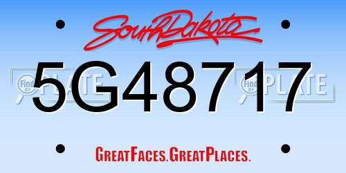 5G48717 South Dakota License Plate