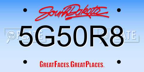 5G50R8 South Dakota License Plate